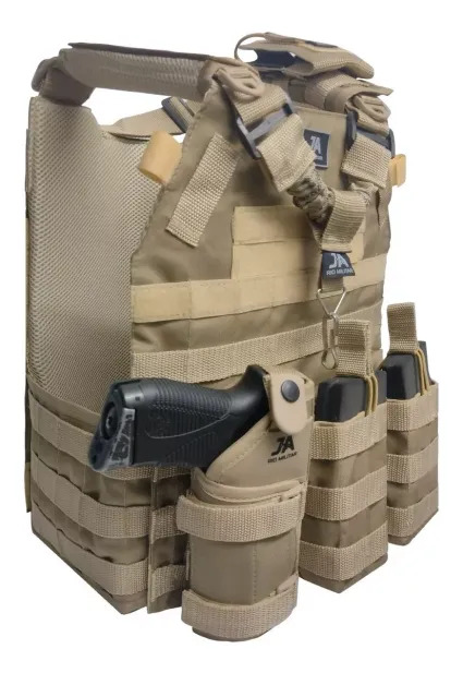 Colete Plate carrier desert taticos F contato +4 acessórios